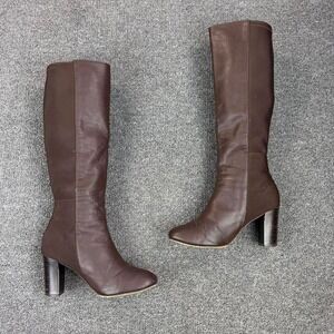 Women's ISM Italian Shoemakers Brown Side Zip Tall Heel Campus Boots Size 10